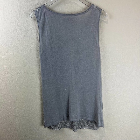 Loft‎ Womens Tank Top Sequin Small Sleeveless Silver Gray Pullover Scoop Neck - Picture 2 of 10
